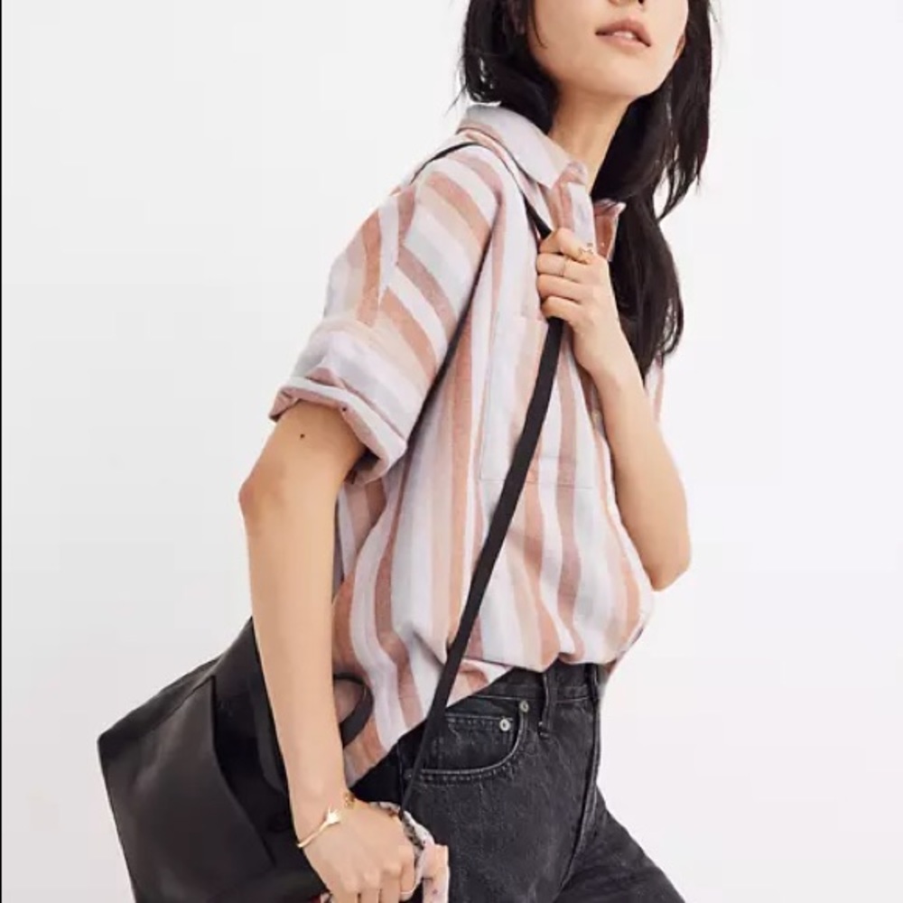 Madewell Flannel Courier Shirt in Sunrise Stripe